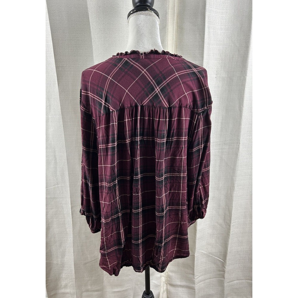 Torrid Rayon Twill Tie Neck Plaid Peasant Top Womens Plus Size 3X - Picture 13 of 14